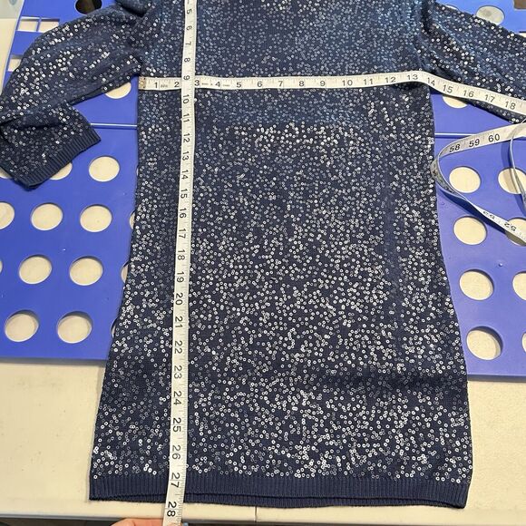 Chan Luu Blue All Over Sequin Long Sleeve Sweater Pullover Woman’s Medium EUC - Picture 11 of 11